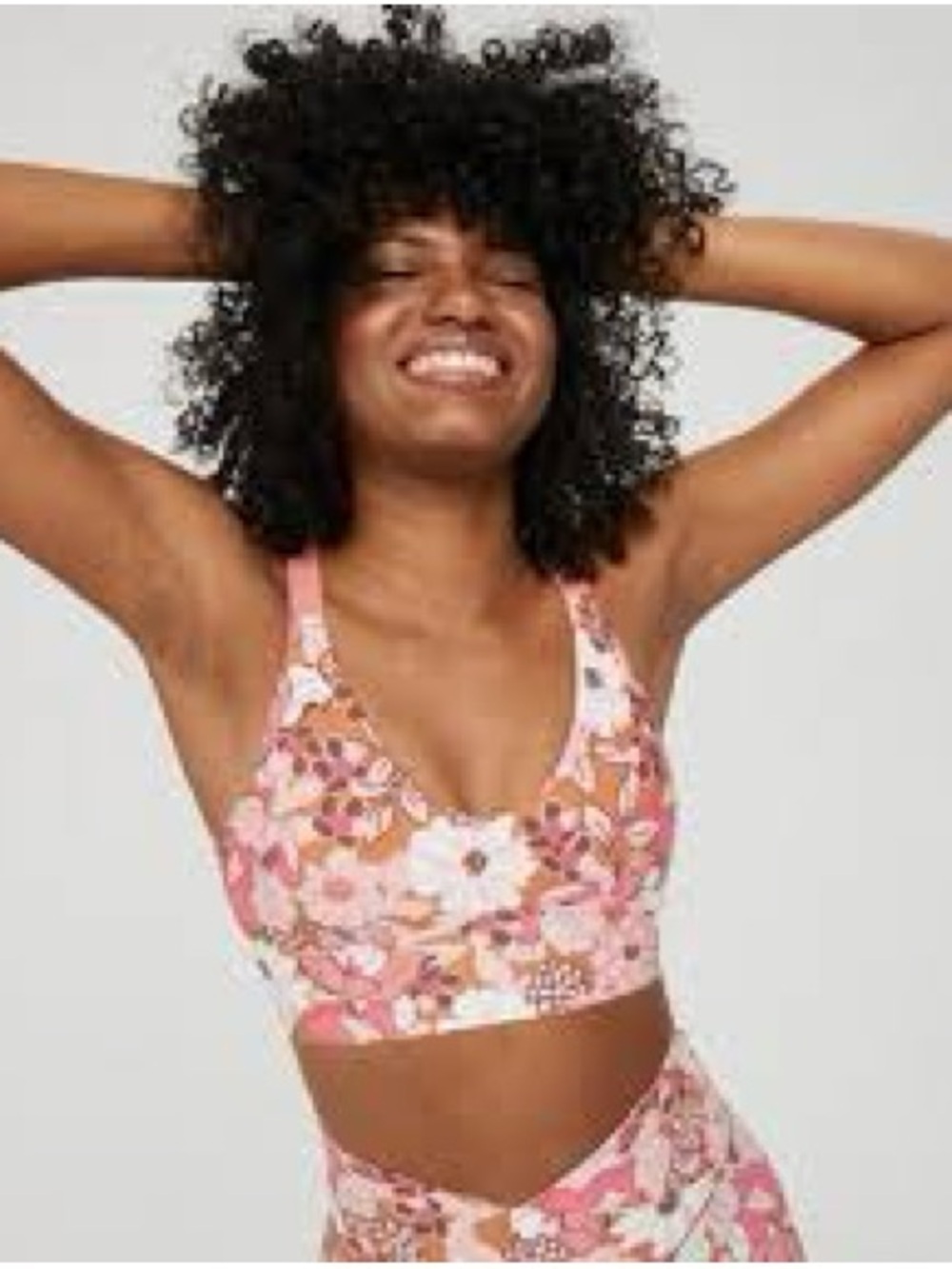 Offline by Aerie Floral sports bra in Pink and Brown